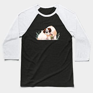 Cute Saint-Bernard Dog Animal Loving Cuddle Embrace Children Kid Tenderness Baseball T-Shirt